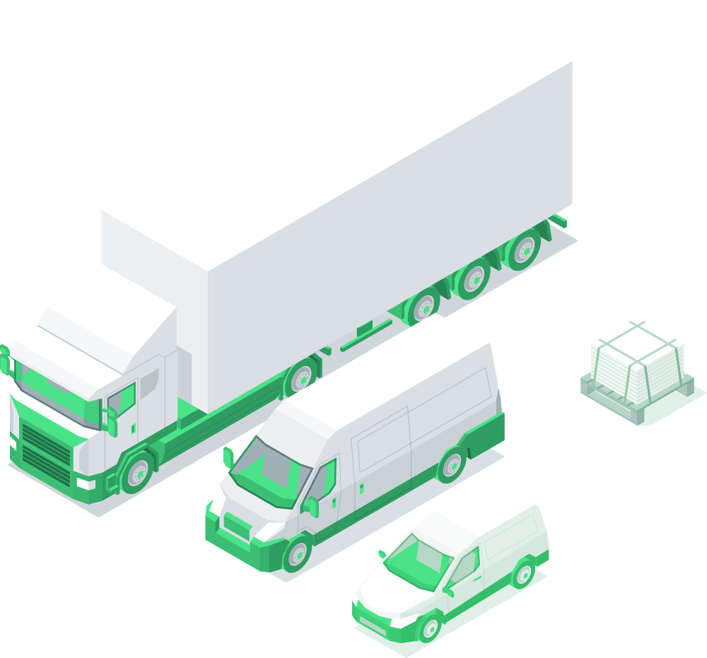 Isometric illustration of freight truck at a loading dock